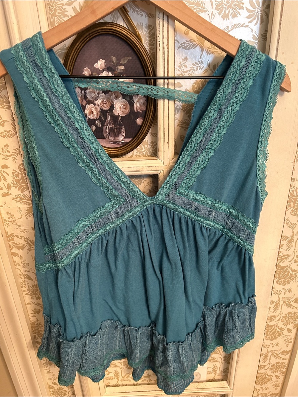 Pol teal Lacey tank